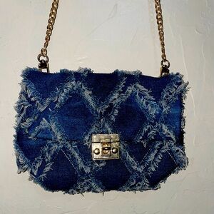 Frayed Denim Crossbody Bag